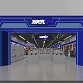 ART GO Mall Store With Self Service Checkout Neon Sign And Shelved Merchandise