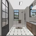 Modern Home Balcony with Glass Roof White Cabinets Treadmill and Green Plants