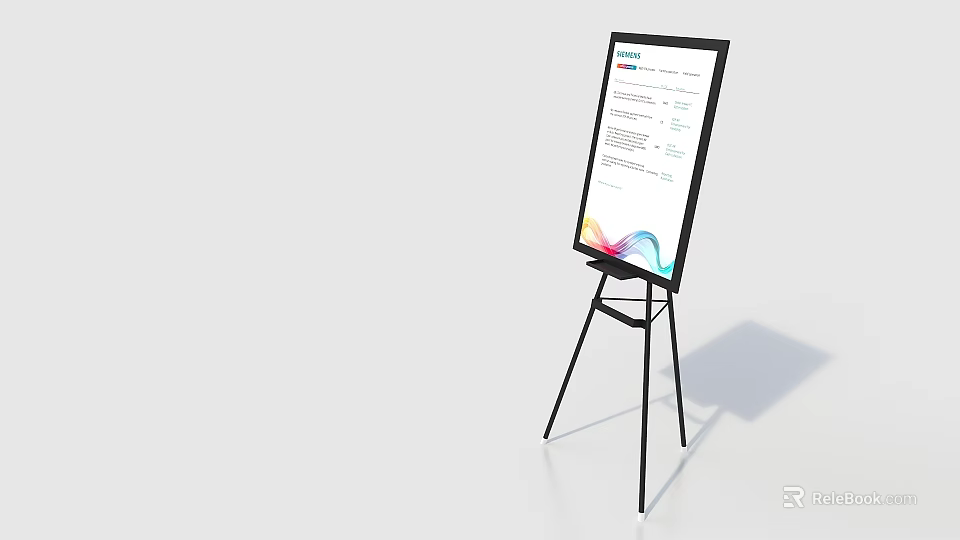 Tripod Display Board With Screen Showing Content And Colorful Wave Design 3d model 
