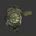Green Dome Shaped Mechanical Device With Antenna Tools Open Door And Mechanical Legs