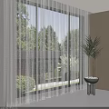 White Sheer Curtains For Modern Interior With Natural Light And Palm Plant