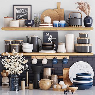 Modern Kitchenware Dishes Seasoning Bottle Kitchen Supplies Combination Tableware Coffee Machine Storage Rack Seasoning Vase Ornaments 3d model