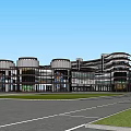 Modern Museum Building With Circular Tops And Glass Curtain Walls Surrounded By Trees And Road