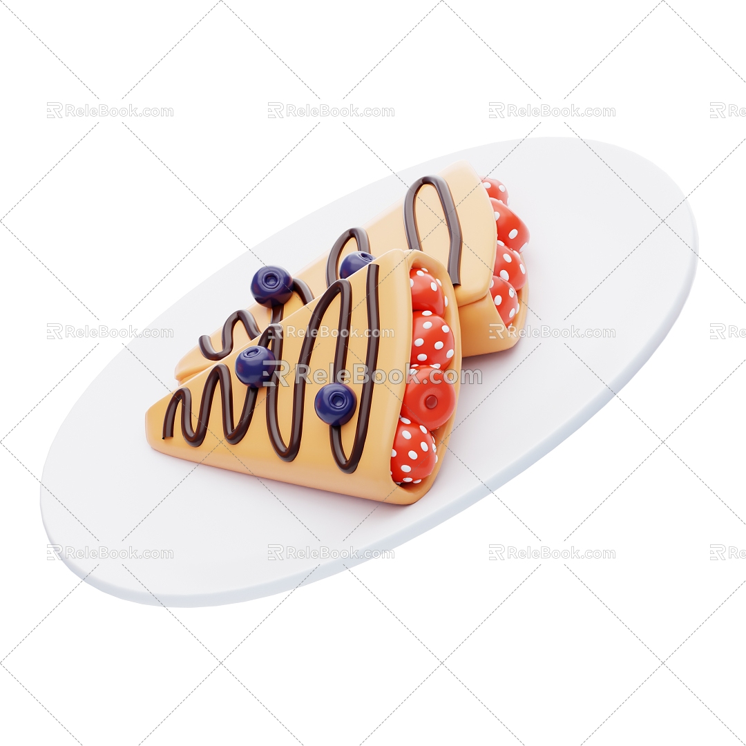 Modern Cake Dessert Bread Cartoon Cake 3d model