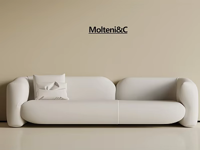 Modern White Sectional Sofa Featuring Soft Pillow On Light Neutral Wall And Smooth Floor 3d model