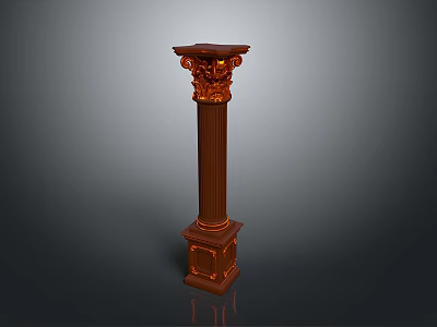 Scenic Landscape Featuring Ornate Brown Classical Column With Intricate Carved Details 3d model