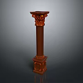 Scenic Landscape Featuring Ornate Brown Classical Column With Intricate Carved Details