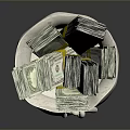 White Money Bag Featuring Dollar Sign Filled With Stacked US Dollar Bills