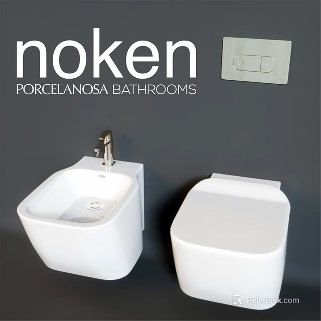 Modern Noken Porcelanosa Bathroom Wall Mounted White Toilet With Bidet 3d model 