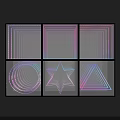 Abstract Geometric Commercial Display Equipment With Colorful Gradient Lines And Shapes