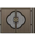 Traditional Entrance Gate With Circular Pattern Grid Texture And Symmetrical Dark Frame Design 3d model