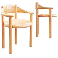 Modern Wooden Single Chair With Curved Seat Armrests And Minimalist Design