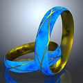 Elegant Blue and Gold Luxury Glossy Bracelets with Intertwined Line Patterns