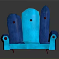 Modern Blue Sofa With Three Backrests Red Button Accents Minimalist Design