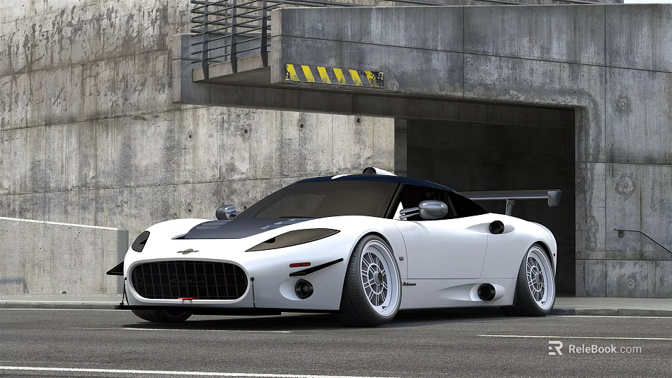 Sleek White Sports Car With Aerodynamic Design Parked At Concrete Garage 3d model 