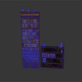 Tall And Short Dark Wooden Bookcases Filled With Books And Small Decor On Top