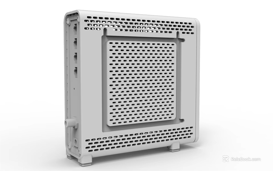 White Compact Desktop Computer With Ventilation Holes And Side Ports 3d model