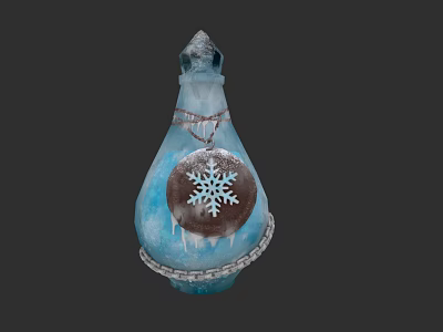 Winter Themed Perfume Bottle With Blue Icy Crystal And Snowflake Decoration 3d model