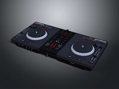 Professional DJ Controller With Dual Turntables And Black Audio Mixing Panel 3d model