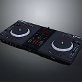 Professional DJ Controller With Dual Turntables And Black Audio Mixing Panel