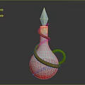 Blue Glass Bottle With Gold Spiral Ornament Pointed Top And Curved Handle
