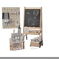 Colorful Musical Instruments and Art Supplies Kit with Wooden Easel Paints and Brushes
