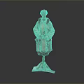 Beige Coat With Black Trim Displayed On Wooden Mannequin Stand Gray Background