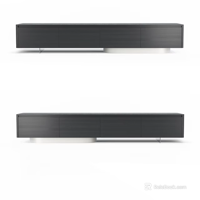 Modern Sleek Dark Colored TV Stand with Drawers and Stable Base Support Design 3d model 