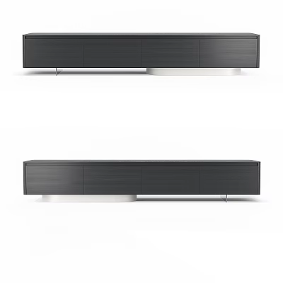 Modern Sleek Dark Colored TV Stand with Drawers and Stable Base Support Design 3d model