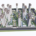 Modern High Rise Residential Complex With Central Green Spaces And Gardens