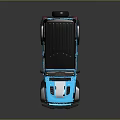 Blue Rockcrawler Off Road SUV With Black Roof And Red Accent Wheels