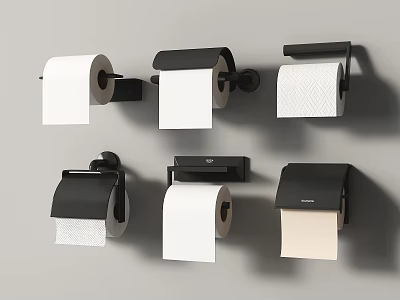 Modern Bathroom Accessories With Wall Mounted Toilet Paper Holders And Black White Design 3d model