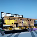 Modern Shipping Container Gastronomy Cafe With Outdoor Seating And Awning Design