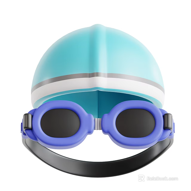 Decorative Ornament Set with Blue Helmet and Purple Goggles for Home Decoration 3d model 