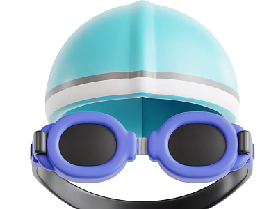 Decorative Ornament Set with Blue Helmet and Purple Goggles for Home Decoration 3d model