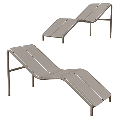 Modern Outdoor Lounge Chair With Metal Frame Slatted Seat And Adjustable Backrest Design 3d model