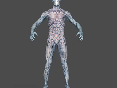Alien Game Movie Character With Complex Texture And Muscular Structure 3d model