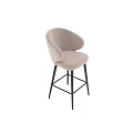 Light Beige Fabric Upholstered Bar Stool With Black Metal Legs Modern Design