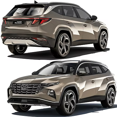 Modern Hyundai SUV in Champagne Gold with Streamlined Exterior and Alloy Wheels LED Lights 3d model