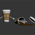 Modern coffee cup coffee cappuccino 3d model