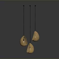 Modern Woven Hanging Lighting Combination with Three Teardrop Shades and Black Cords