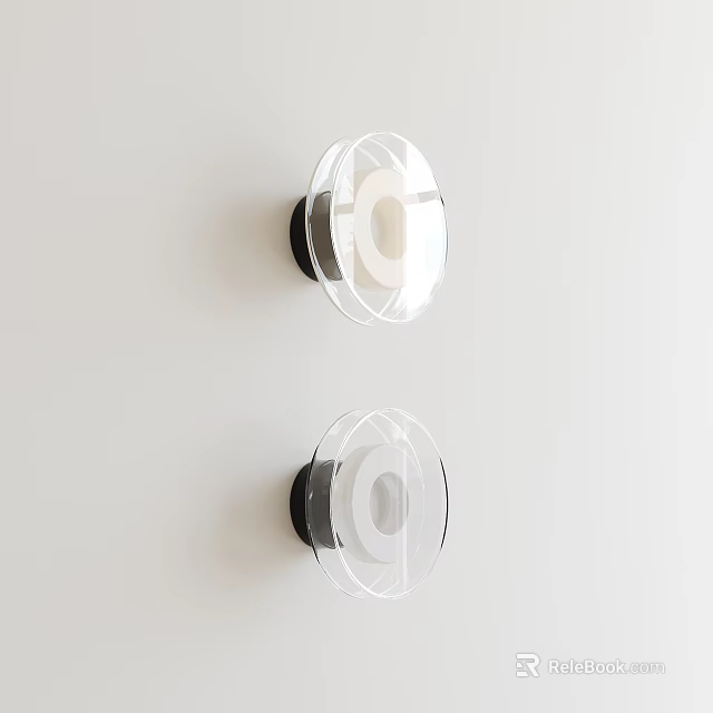 Modern Transparent Wall Lamps with Black Base Mounted on White Wall 3d model