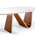 Modern White Dining Table With Wooden V Shaped Legs And Minimalist Design