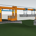 Orange Rail Mounted Gantry Crane Industrial Equipment For Lifting Heavy Concrete Blocks