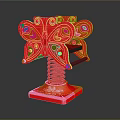 Red Butterfly Shaped Playground Equipment With Spring Base And Decorative Patterns