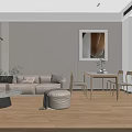 Modern Hospital Room Interior With Wooden Bed Nightstand TV And Purple Curtains