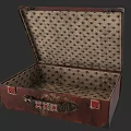 Vintage Red Open Suitcase With Interior Patterned Lining And Metal Clasps