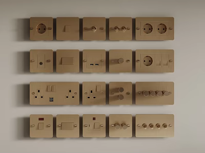 Assortment Of Wooden Switch Panels With Diverse Styles And Functions 3d model