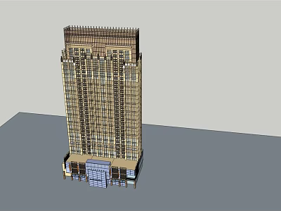Modern Tall Building Exterior Design With Glass Curtain Walls And Top Decoration 3d model