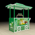 Commercial Kiosk Equipment with Green White Striped Awning Stainless Steel Counter for Freshly Squeezed Juice